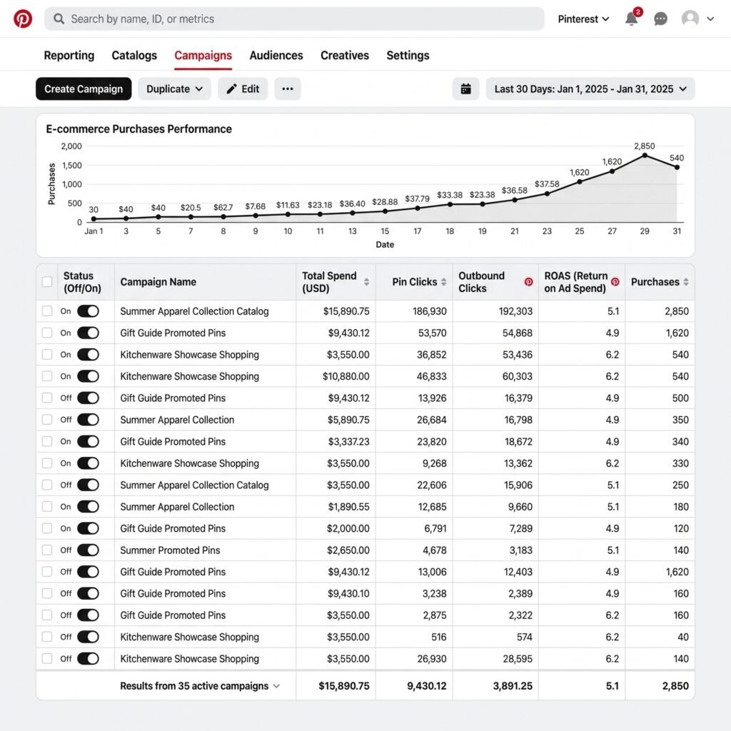 Pinterest Ads Manager Live Results Image-social media marketing case studies